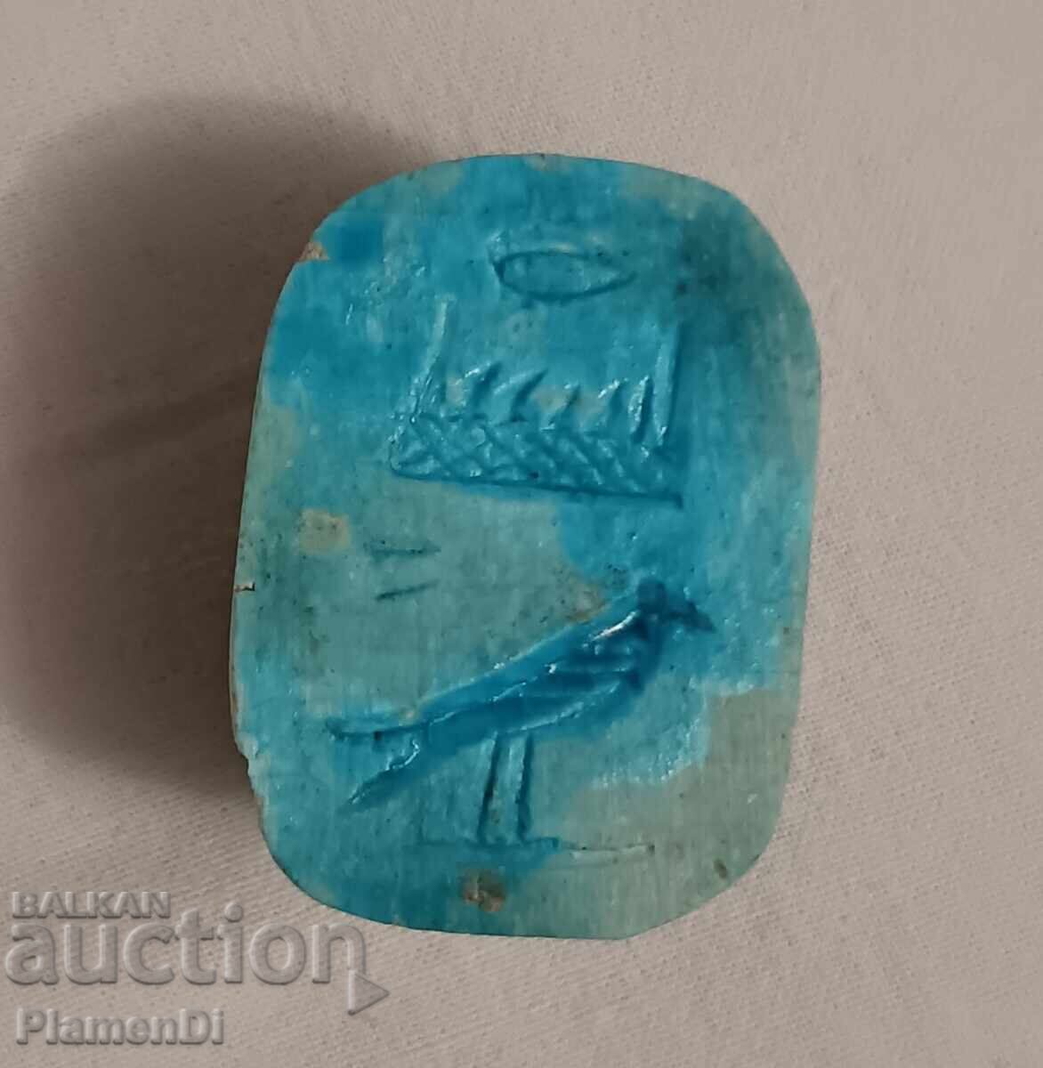 Necklace, pendant, amulet, blue-green sacred scarab - 7 Necklace, pendant, amulet, blue-green sacred scarab - 7