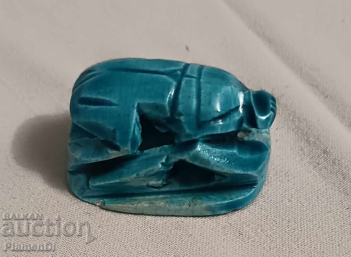 Necklace, pendant, amulet, blue-green sacred scarab Necklace, pendant, amulet, blue-green sacred scarab