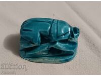 Κολιέ, μενταγιόν, φυλαχτό γαλαζοπράσινος ιερός σκαραβαίος