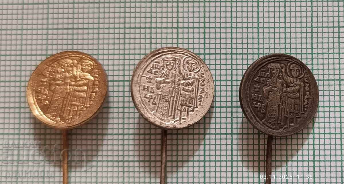 Значки 3 бр.- Монета на Иван Асен втори Значки 3 бр.- Монета на Иван Асен втори