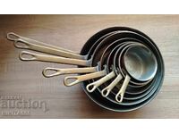 Παλιά χάλκινα τηγάνια, τηγάνι, κατσαρόλα, κασσερόλα, κατσαρόλα - 8 τμχ