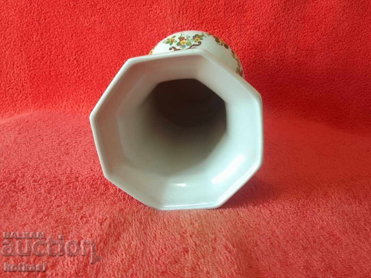 LIGHT GDR Old Porcelain Vase Flowers Germany - 5