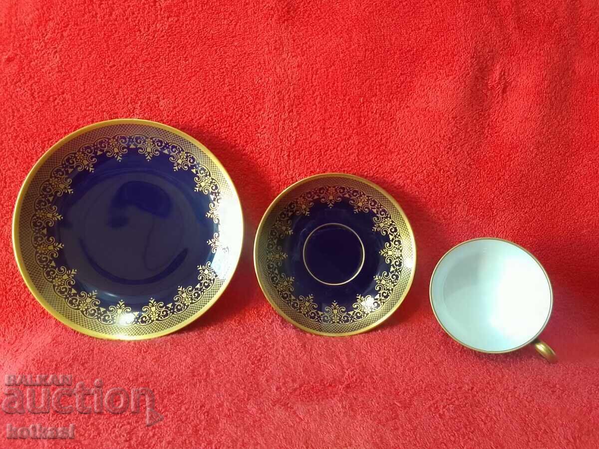 Auction  Star triple set LICHTE Cobalt - cup, 2 plates Germany GDR
