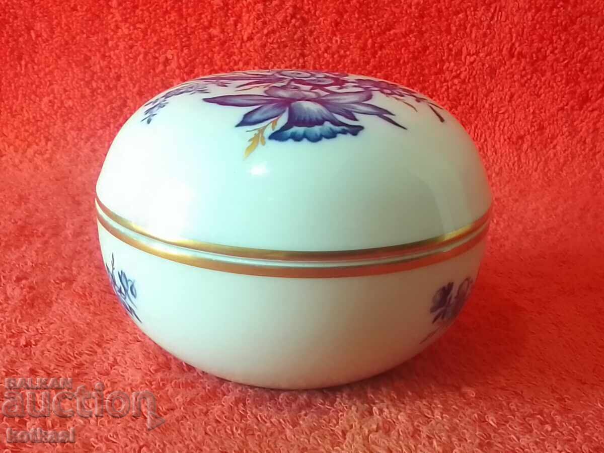 Meissen Old Porcelain Jewelry Box Gilded Handmade