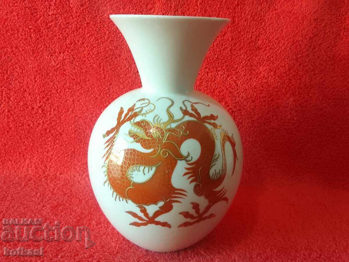 Dragon Porcelain Vase Germany SCHAUBACH KUNST Handmade
