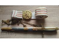 Sabie de ofițer de infanterie bulgară cu teacă și curea