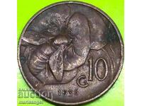10 Centesimi 1936 Italy Rome Bee - Rare Year