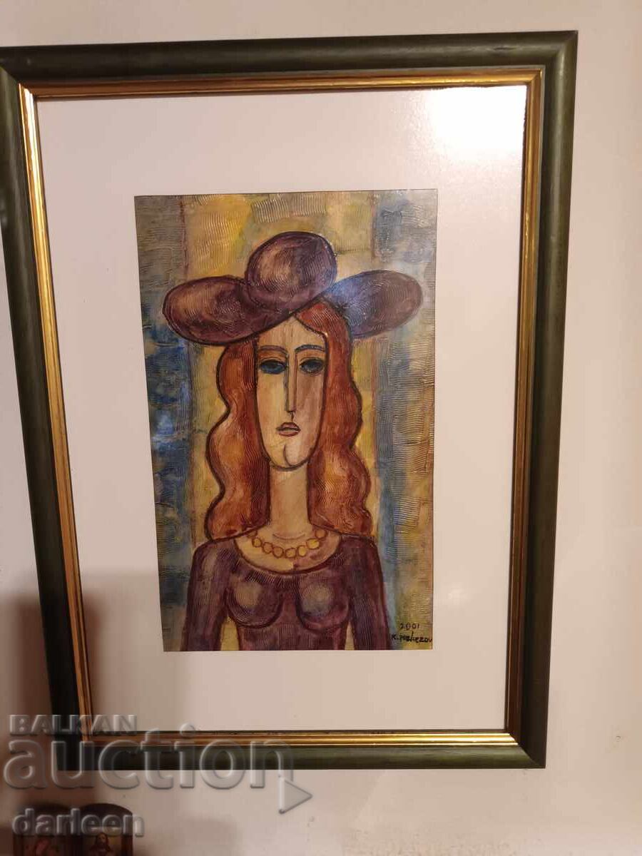 Beautiful Woman with a Hat, Krustyo Nekezov - Burning