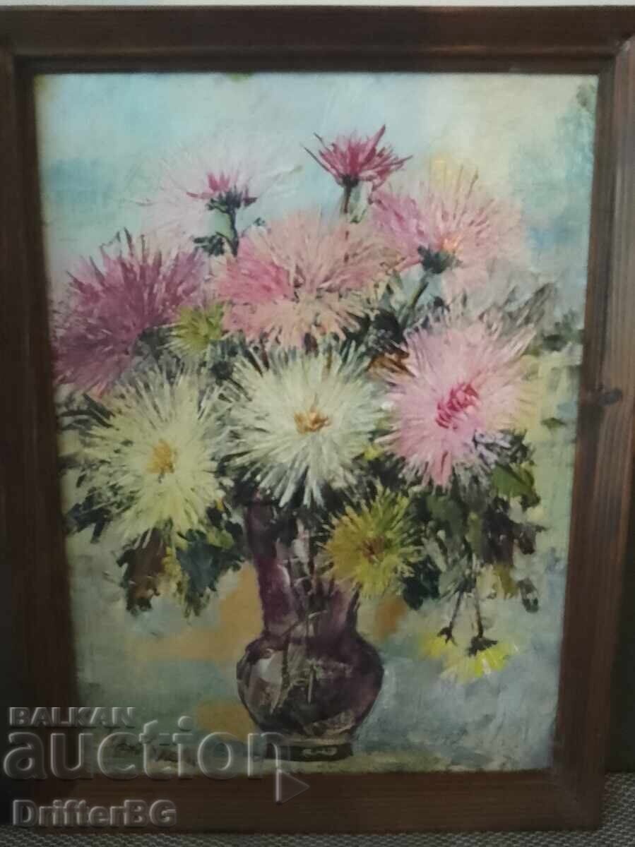 Auction  Still life, oil on fiberboard, signed