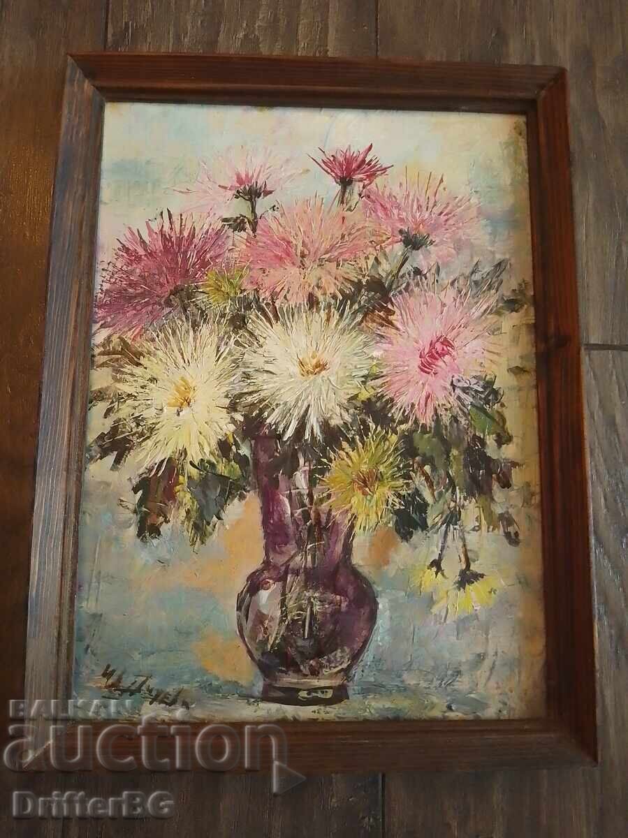 Still life, oil on fiberboard, signed - 5