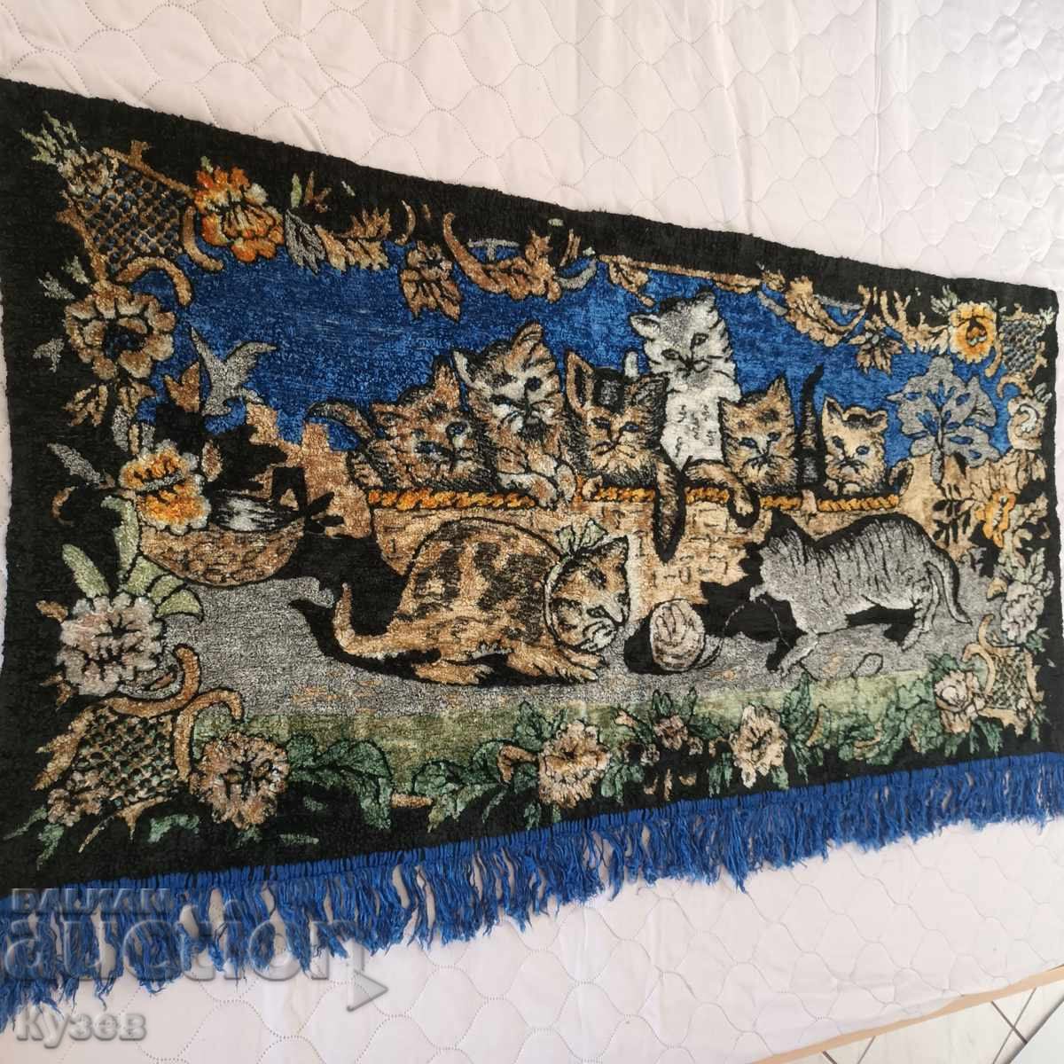 Plush rug from the 60s with cats - 5 Plush rug from the 60s with cats - 5