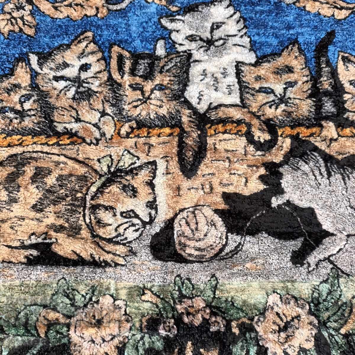 Plush rug from the 60s with cats Plush rug from the 60s with cats