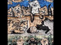 Covor de pluș din anii '60 cu pisici