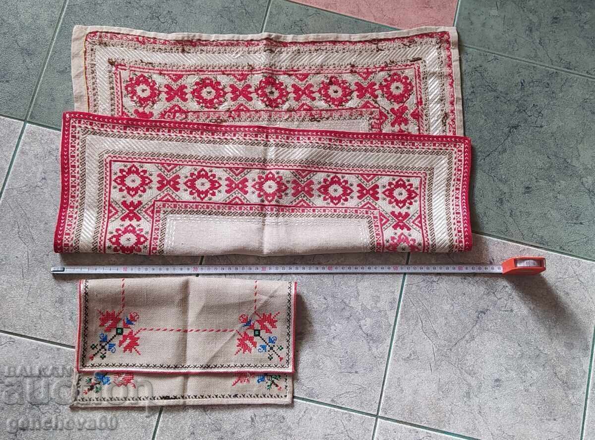 Χειροποίητο κέντημα σε λινό ύφασμα / δύο τεμάχια - 7