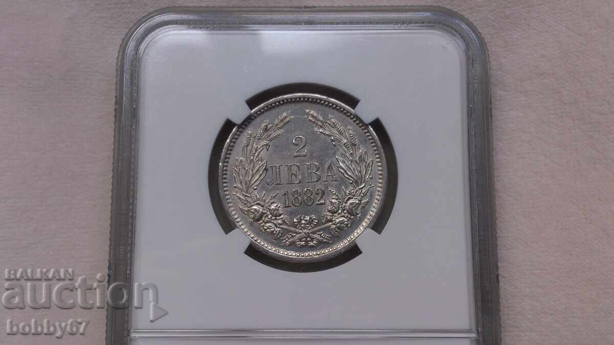 Auction Silver coin of 2 leva 1882 year MS62 - NGC Auction Silver coin of 2 leva 1882 year MS62 - NGC