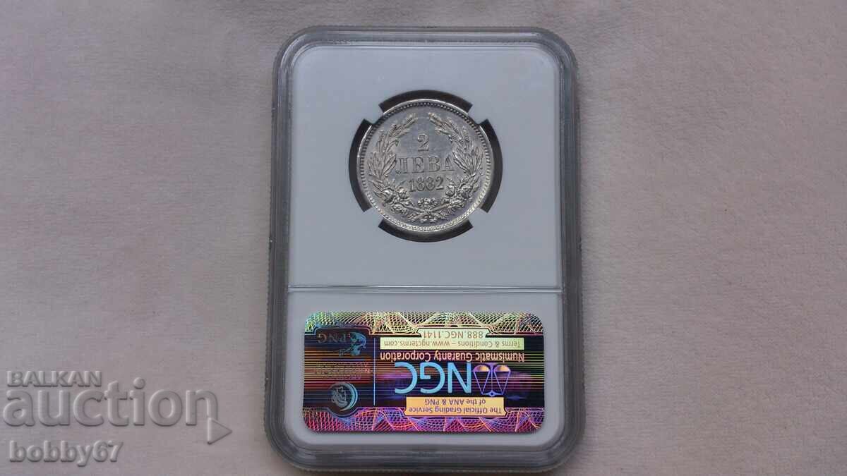 Silver coin of 2 leva 1882 year MS62 - NGC Silver coin of 2 leva 1882 year MS62 - NGC