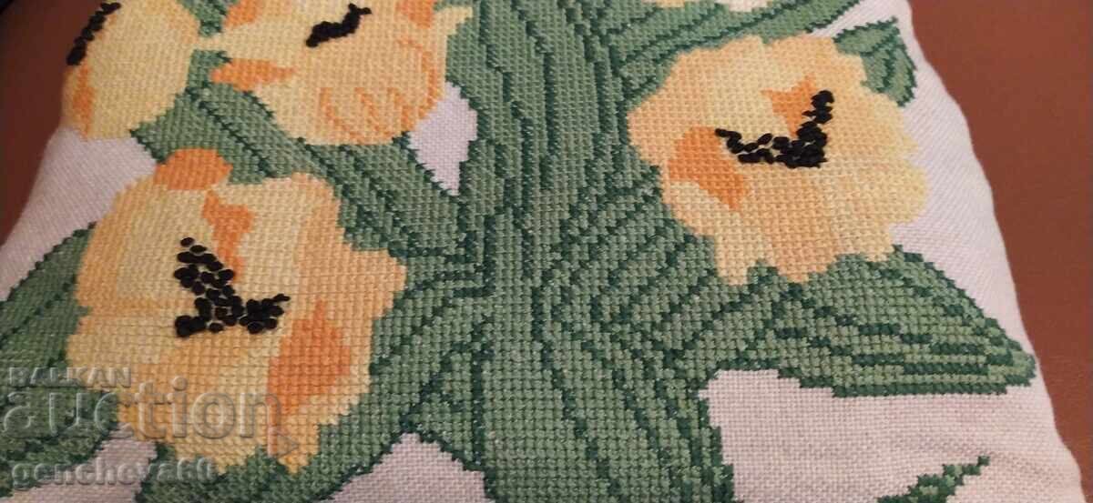 Hand-embroidered linen pillow 34/35cm with price 25.00 BGN | € 12.78 Hand-embroidered linen pillow 34/35cm with price 25.00 BGN | € 12.78