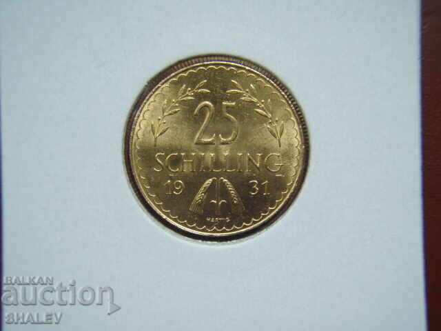 25 Σελίνια 1931 Αυστρία (25 shiling Avstriya) - AU/Unc (χρυσός) με τιμή 1379.89 BGN | € 705.53