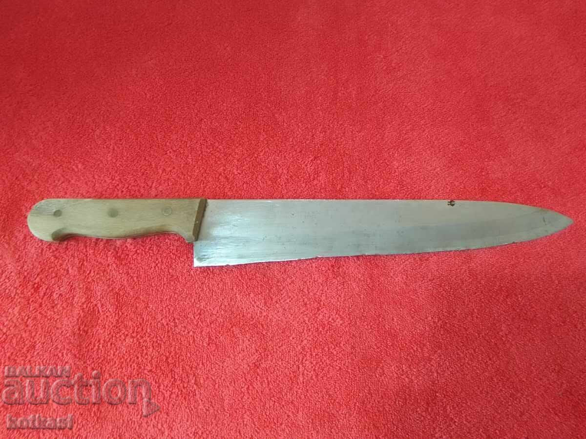 Cuțit profesional masiv mare, vechi, lamă lată - 5