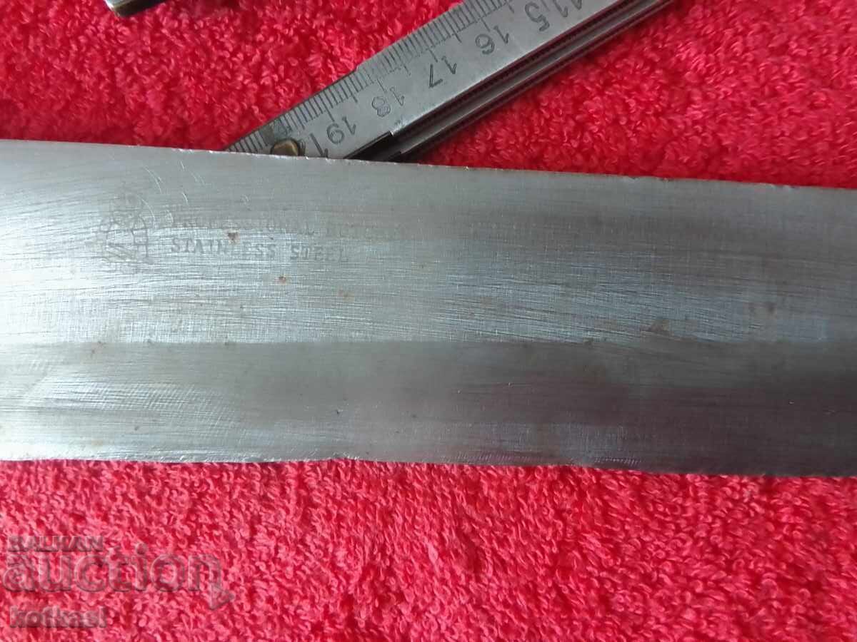 Cuțit profesional masiv mare, vechi, lamă lată - 6