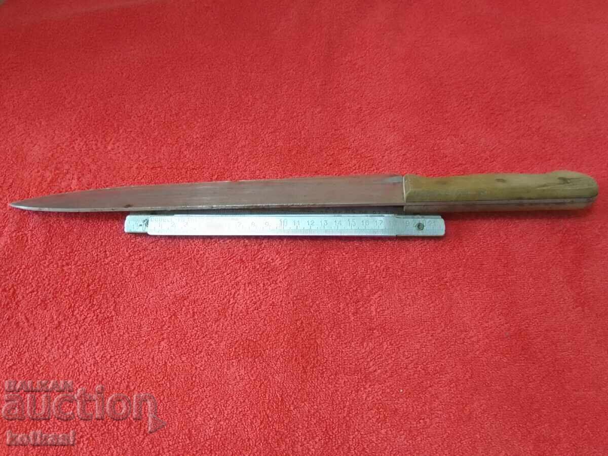 Cuțit profesional masiv mare, vechi, lamă lată - 7