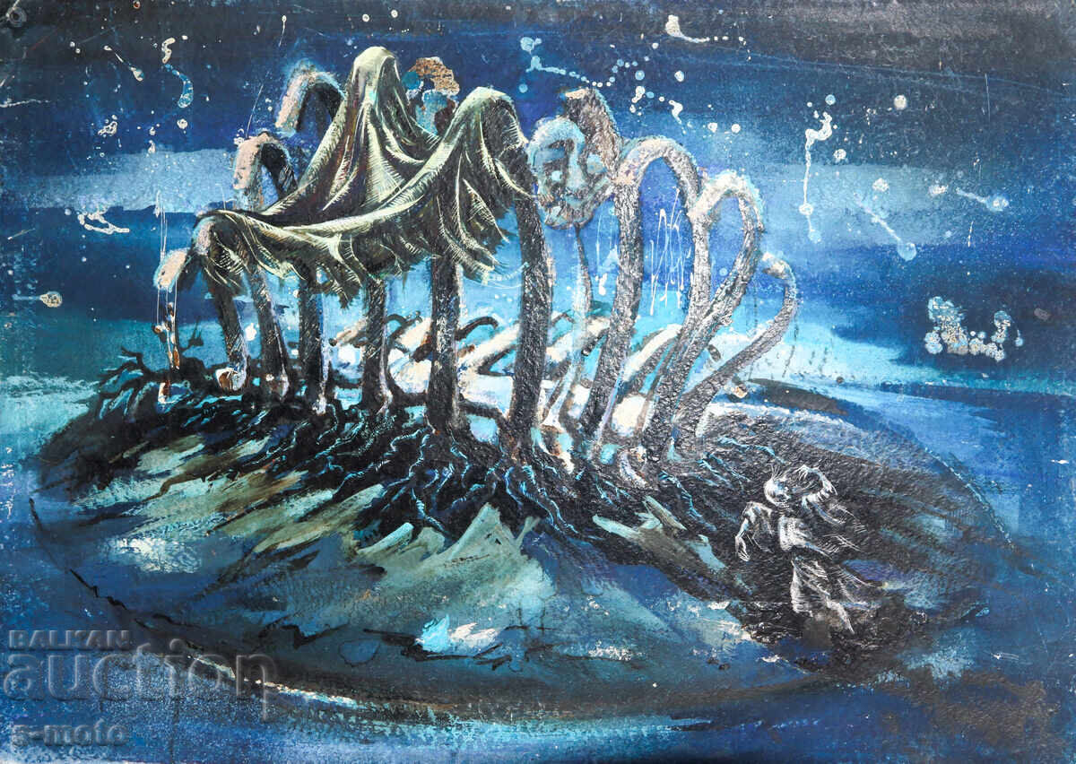 Δημοπρασία Μεγάλος πίνακας αφηρημένη σύνθεση