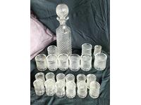 Сервиз за ракия с гарафа винтидж кристално стъкло