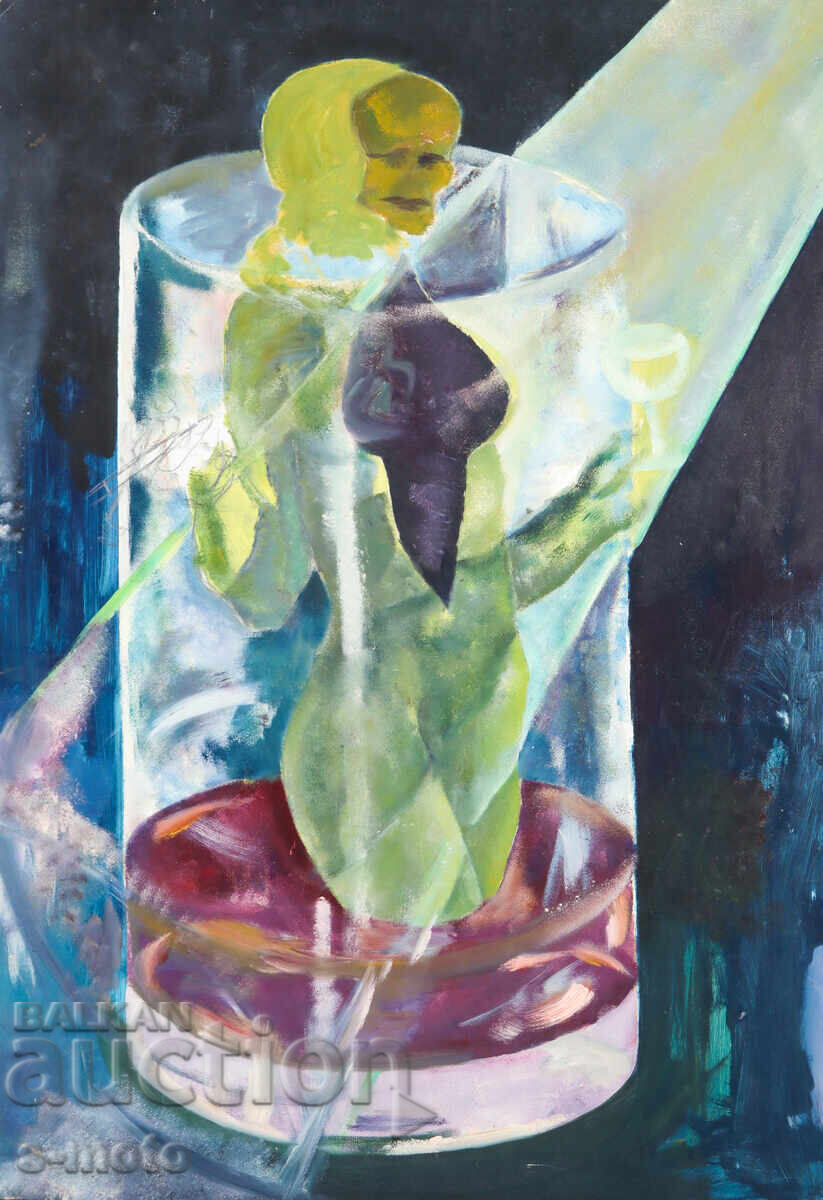 Large oil painting abstract composition nude body