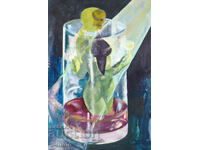 Large oil painting abstract composition nude body