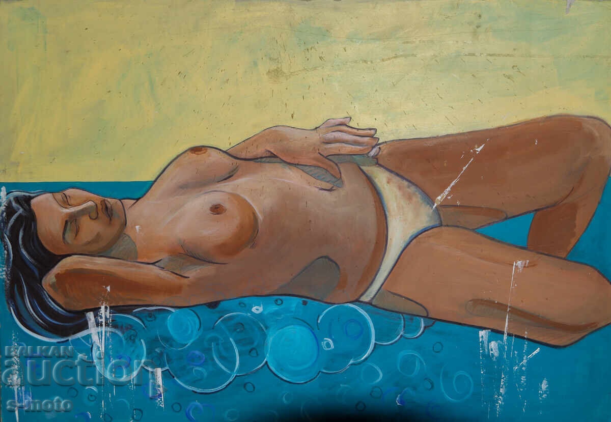 Large painting, tempera paints, nude body with price 480.00 BGN | € 245.42