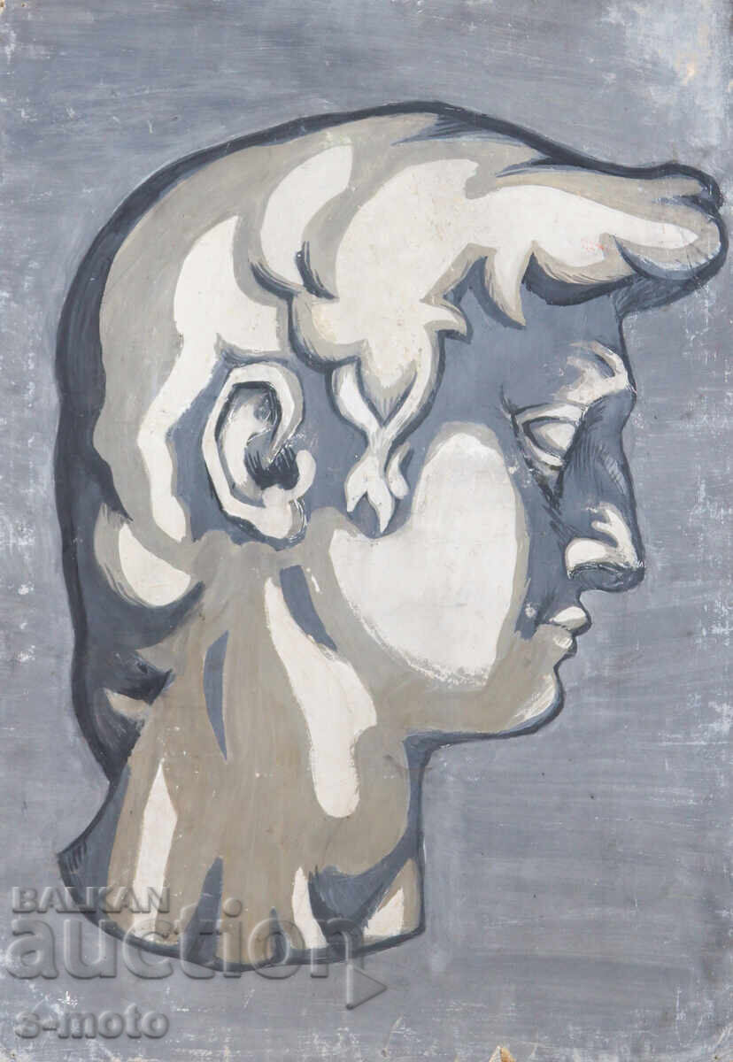 Old large gouache painting portrait with price 470.00 BGN | € 240.31