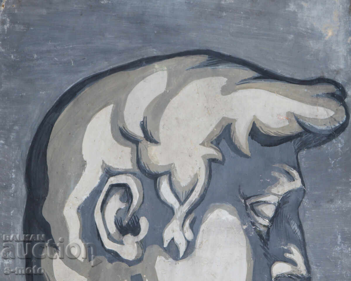 Delivery of Old large gouache painting portrait