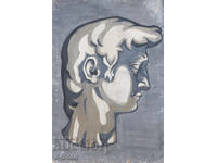 Old large gouache painting portrait