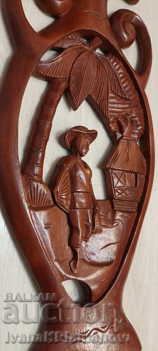 Доставка на Дърворезба пано за ценители 56см Доставка на Дърворезба пано за ценители 56см