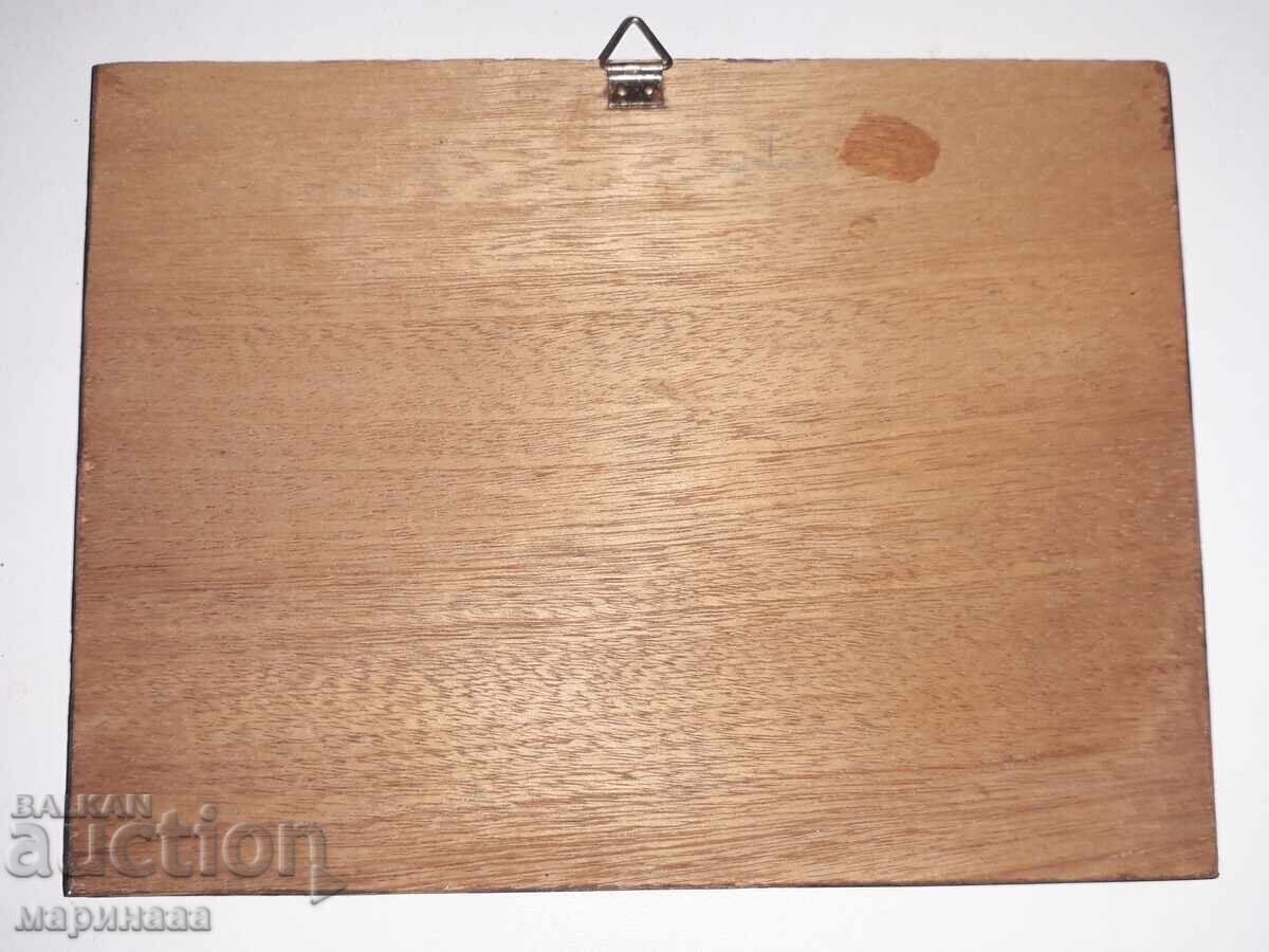 Livrarea PLĂCUȚĂ MASIVĂ DE CUPRU EMAILATĂ. PANOU PE LEMN