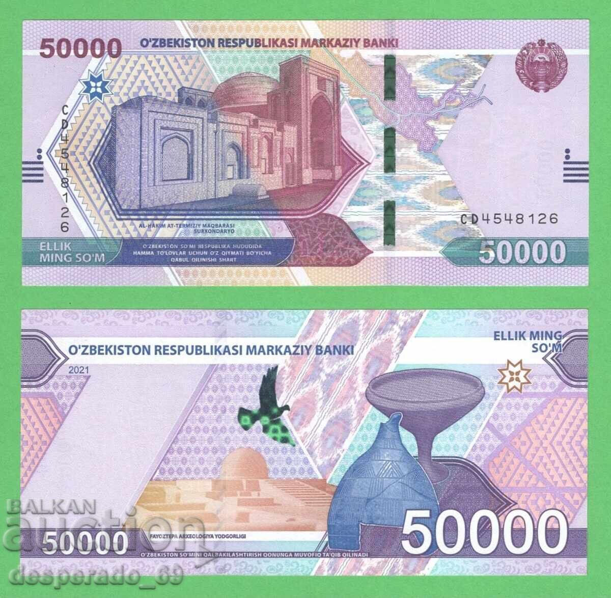 (¯`'•.¸ UZBEKISTAN 50,000 Sum 2021 aUNC ¸.•'´¯)