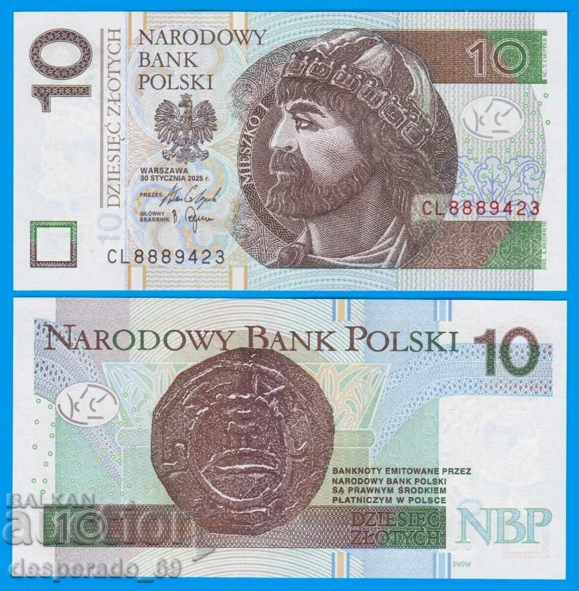 (¯`'•.¸ Poland 10 Zloty 2025 UNC ¸.•'´¯)