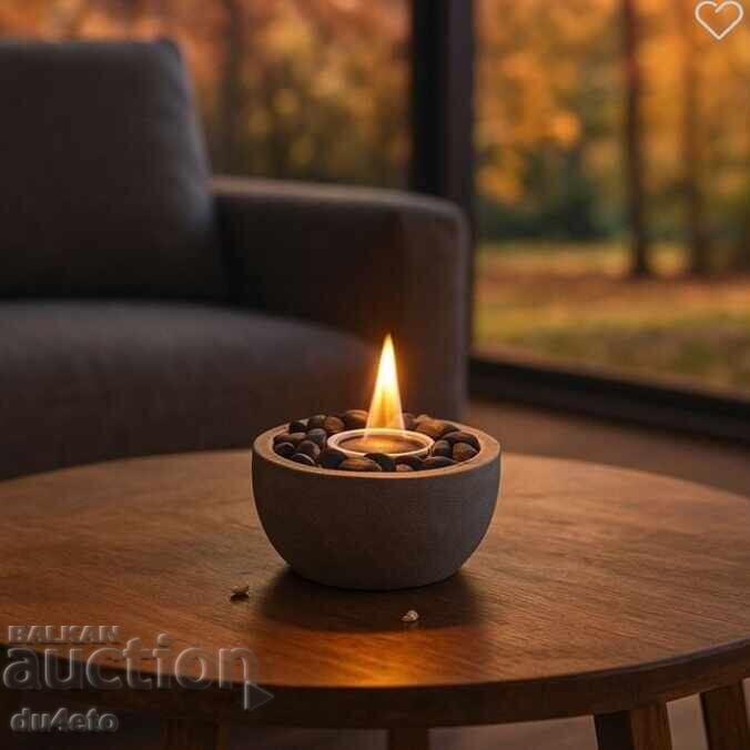 Livrarea Camin decorativ pe bioetanol, decor piatră și vatră 23x