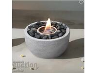 Camin decorativ pe bioetanol, decor piatră și vatră 23x