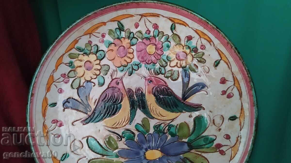 Beautiful wall plate, "Chickens" majolica and cat / Italy with price € 20.45 | 40.00 BGN