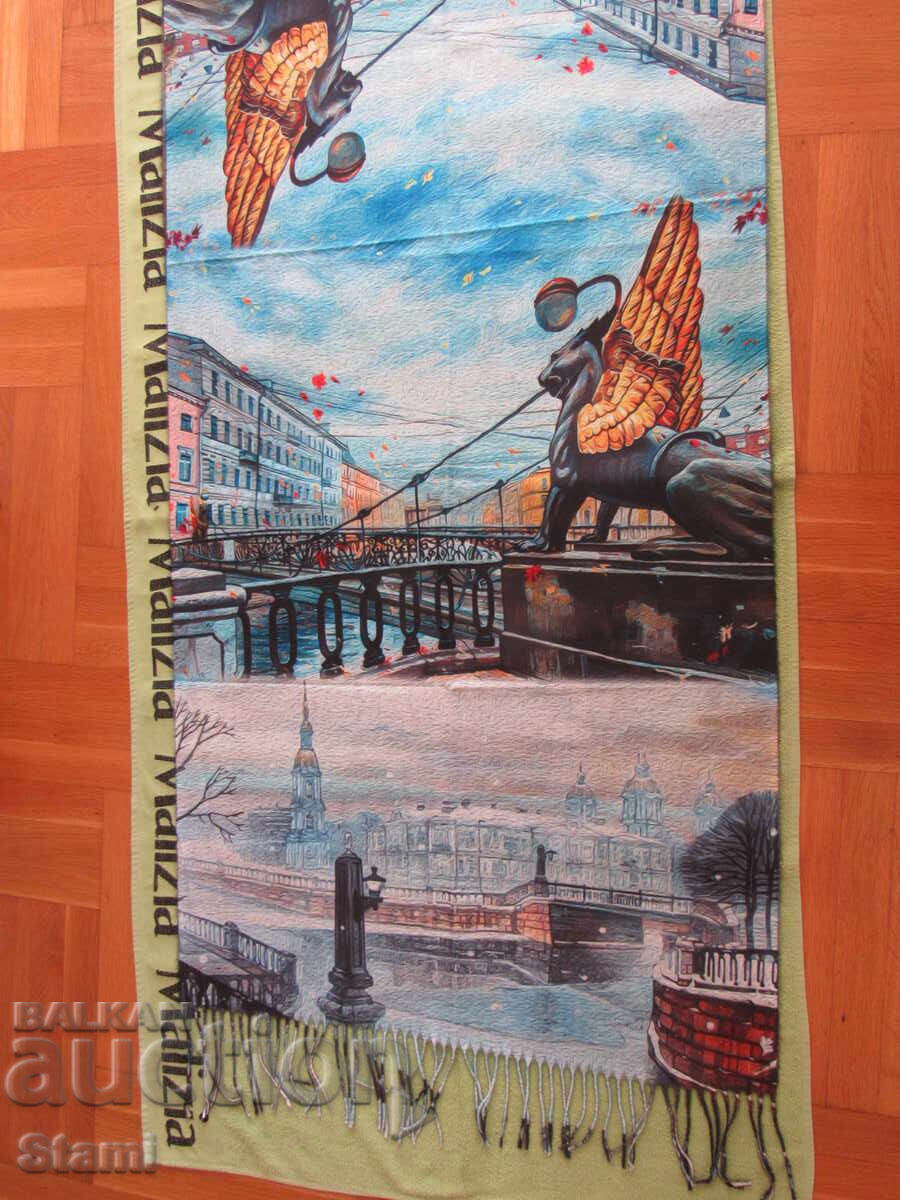 Delivery of Fine double-faced cashmere and wool print scarf from Saint Petersburg, Russia