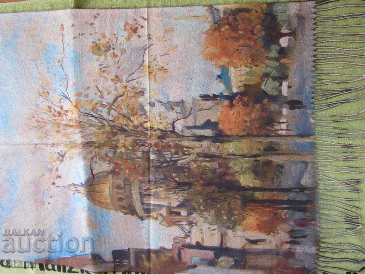 Fine double-faced cashmere and wool print scarf from Saint Petersburg, Russia - 7