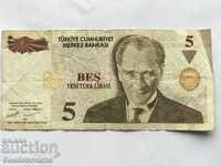 Turcia 5 Lire 1970 (2005) Pick 222b Ref 9805