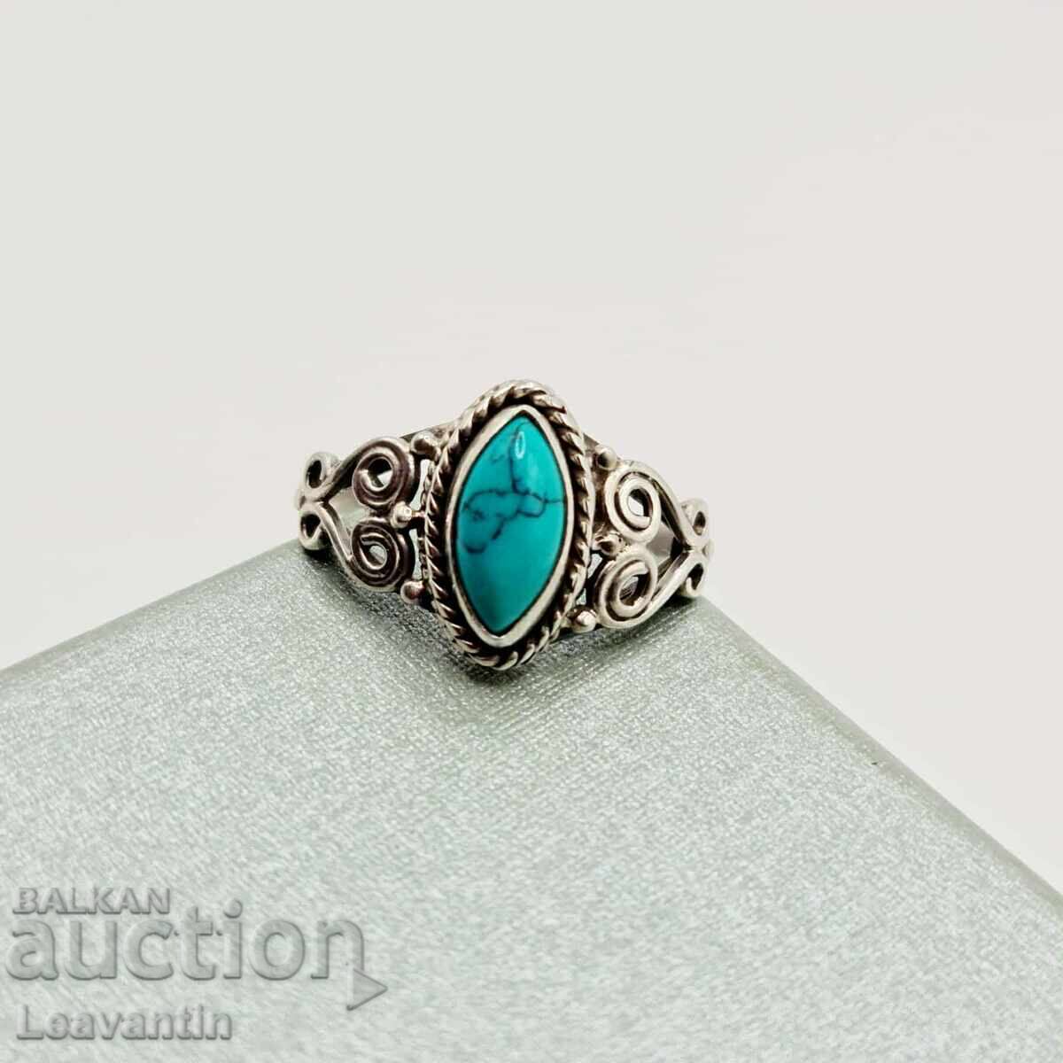 Παράδοση Ασημένιο δαχτυλίδι με τιρκουάζ