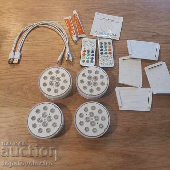 4 RGB LED Pool Lights, IP68 Waterproof with Remote Control - 5