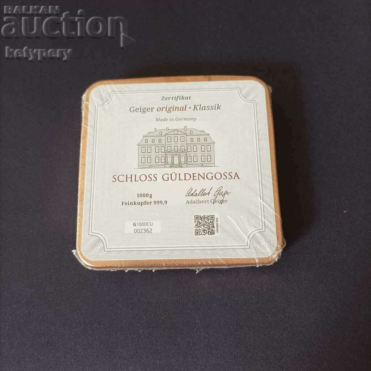 Auction  1 kg copper bar, Geiger EM, 999.9, Germany