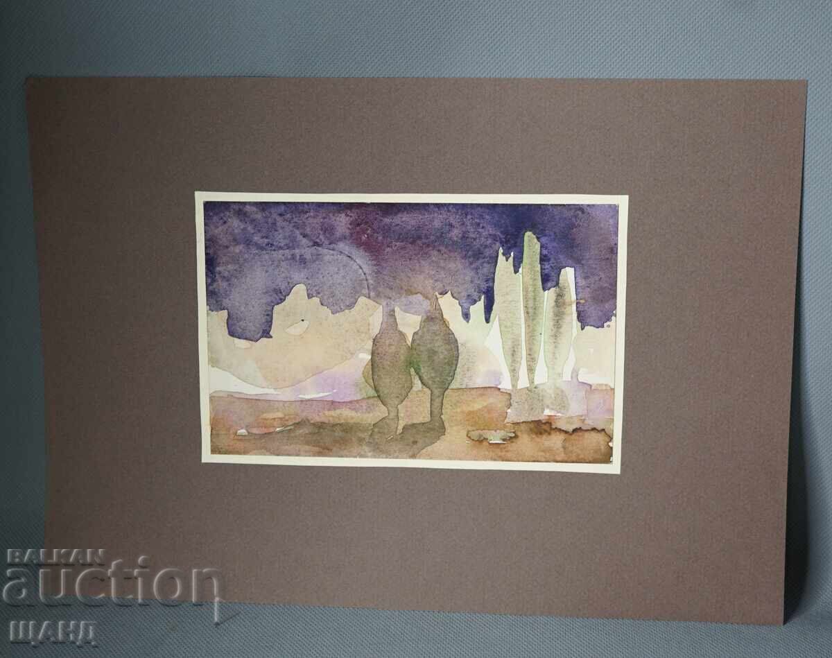 Old Master's drawing watercolor painting landscape trees