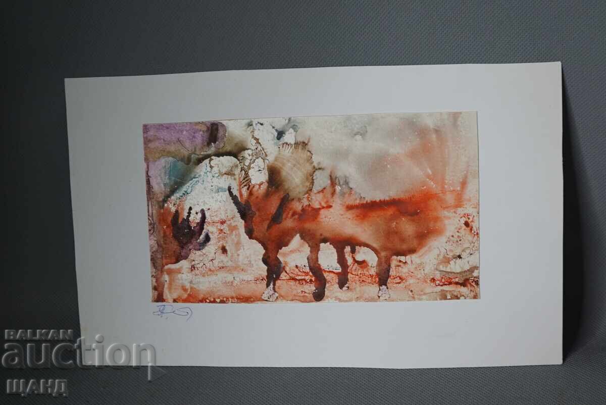 Παλιά Μαστορική ζωγραφική εικόνα ακουαρέλα τοπίο αφαίρεση