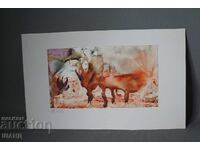 Desen vechi de maestru, pictură acuarelă, peisaj, abstracție