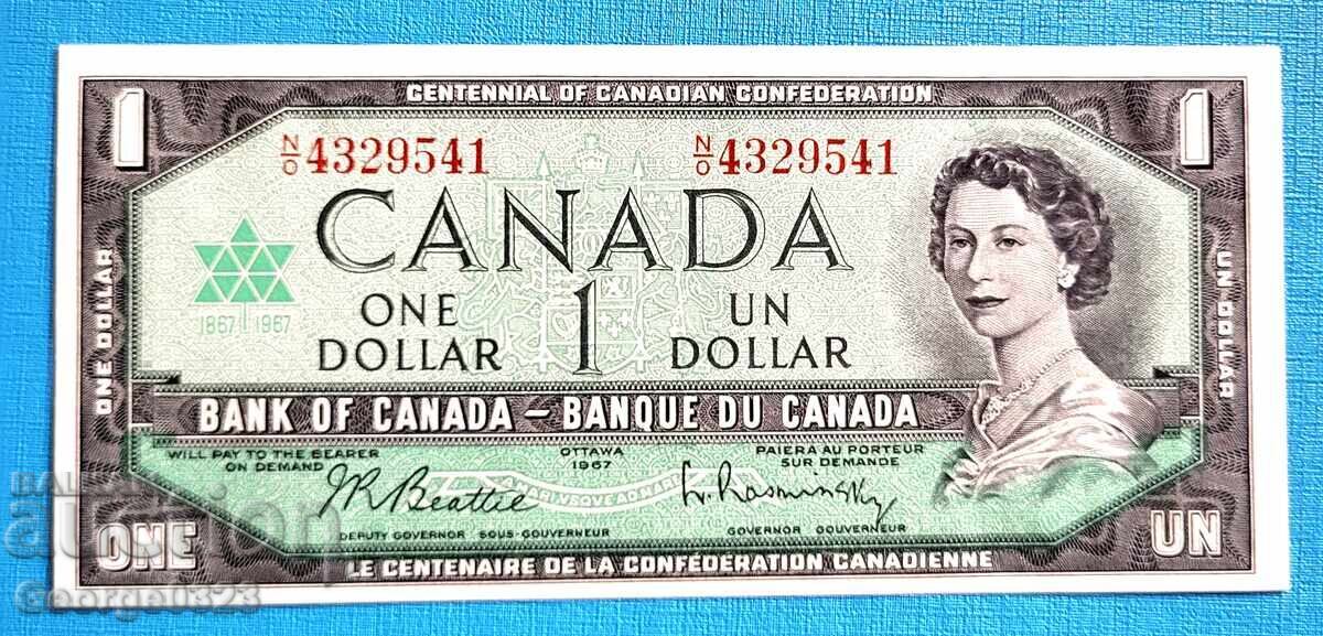 Канада 1967 1 долар UNC Нова